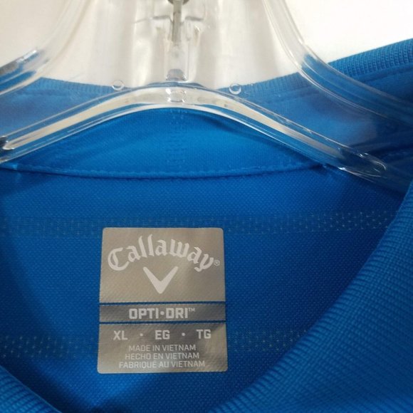 NEW Callaway Opti Dri Blue Polyester Polo Golf Shirt Mens Size XL NWT - Picture 3 of 5